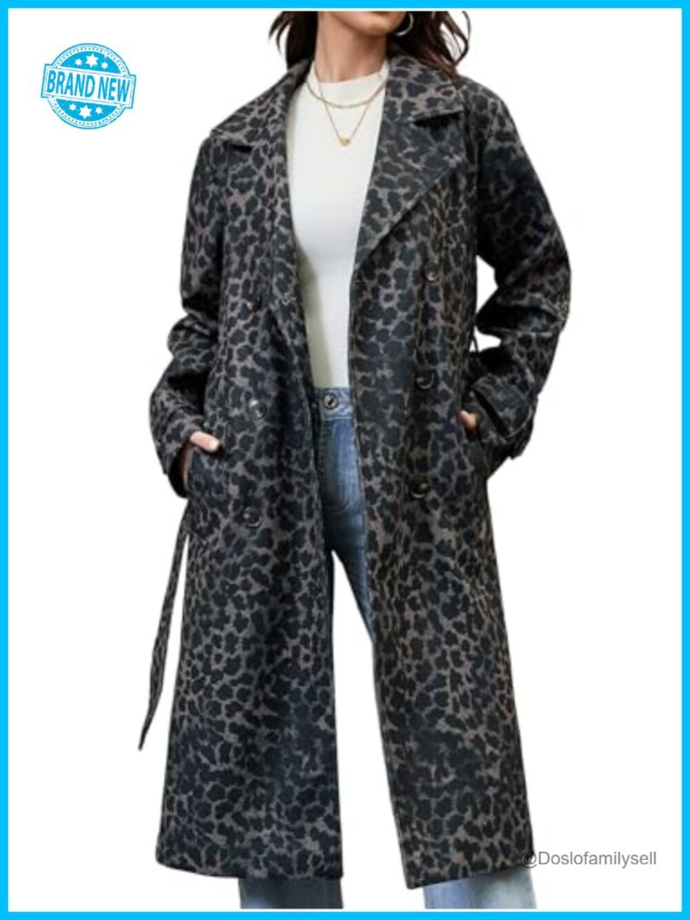 Women's Double-Breasted Belted Overcoat Warm Long Coat
